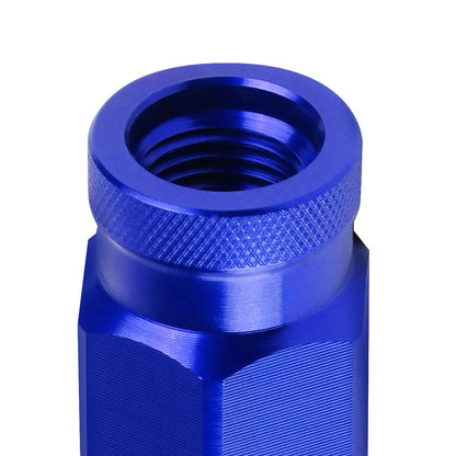 Aluminum Open-End Lug Nuts 60mm M12x1.25 Blue 20pcs w/ Adapter