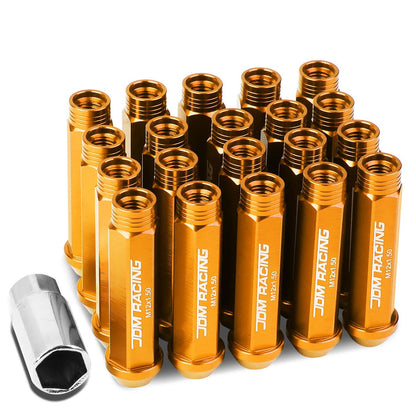 M12 X 1.5 Acorn Style Extended Lug Nuts - Aluminum Orange 20pc