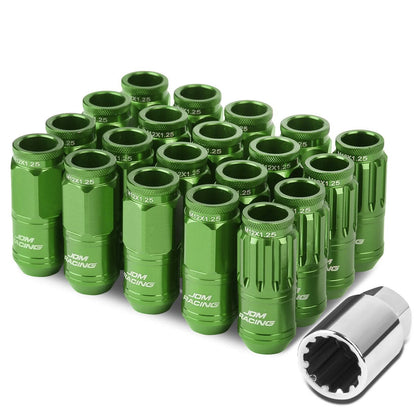 Acorn Style Aluminum Lug Nuts M12 x 1.25 Green 16pcs + 4 Locks