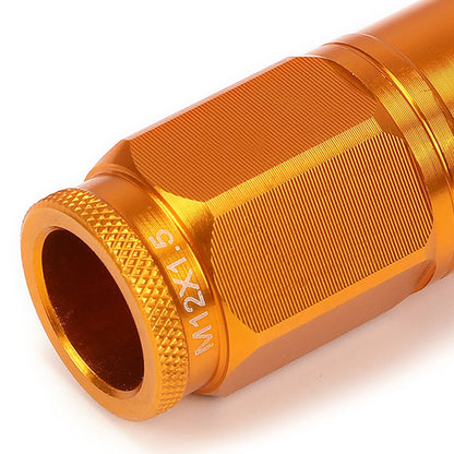 M12 x 1.5 Acorn Style Lug Nuts Set - Aluminum Orange 16pcs + 4 Locks
