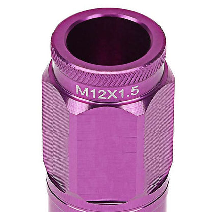 M12 x 1.5 Acorn Style Aluminum Lug Nuts 50mm Purple 16pc + 4 Locks