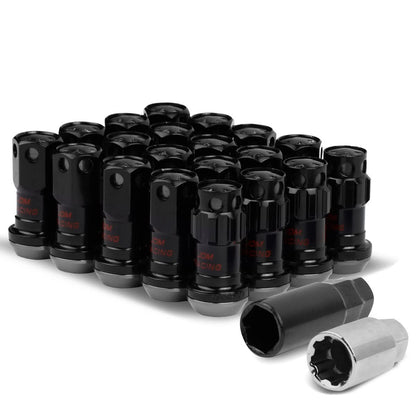 M12 x 1.25 Aluminum Lug Nuts 16pc + 4 Locks Black Closed End