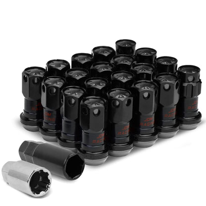 M12 x 1.25 Aluminum Lug Nuts 16pc + 4 Locks Black Closed End