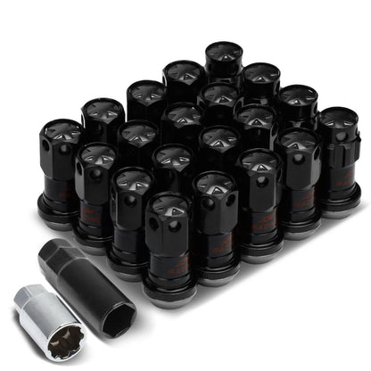 M12 x 1.25 Aluminum Lug Nuts 16pc + 4 Locks Black Closed End