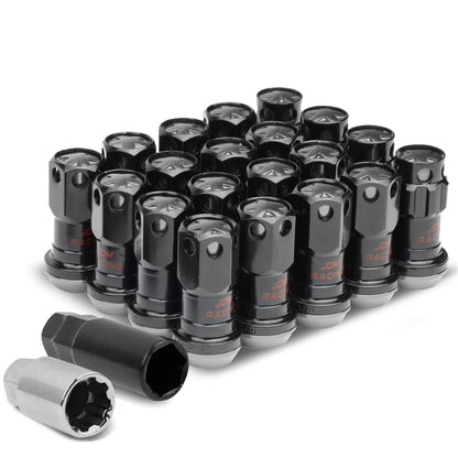 M12 x 1.25 Aluminum Lug Nuts Set - 45mm Closed End with Locks - Aluminum