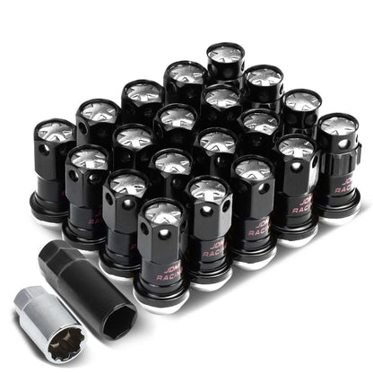 M12 x 1.25 Aluminum Lug Nuts Lock Set 16 Pcs + 4 Locks Black/Silver