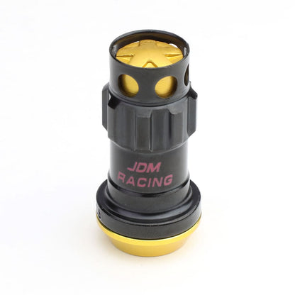 Aluminum Lug Nuts M12x1.5 Lock Style 20pc Set Black/Gold