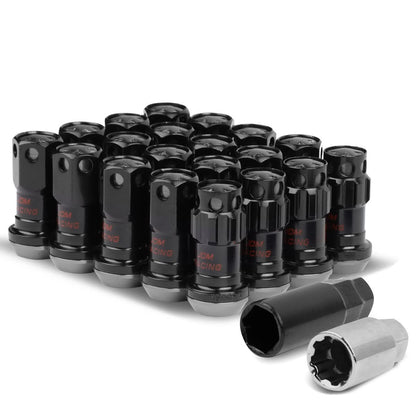 Aluminum Lug Nuts M12x1.5 Lock Style 16pcs + 4 Locks Black