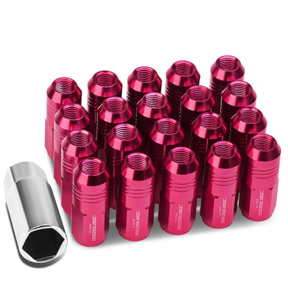 M12 x 1.25 Extended Grooved Shank Lug Nuts 20pc Set - Aluminum