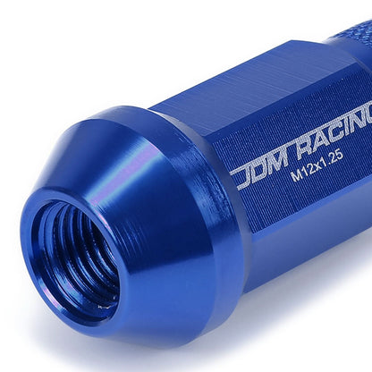 M12X1.25 Aluminum Acorn Lug Nuts 50mm Extended Open End 20pc Blue