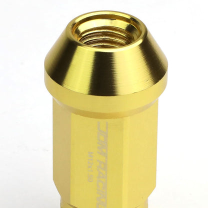 M12x1.5 Aluminum Lug Nuts 50mm Acorn Knurled Extended Open End 20pc Gold