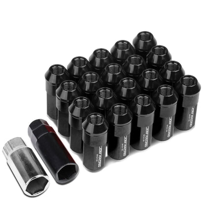 M12 x 1.5 Extended Aluminum Lug Nuts - 20pc Set Black