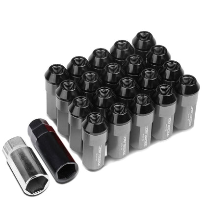 M12 x 1.5 Extended Aluminum Lug Nuts 20pc Set Gun Metal