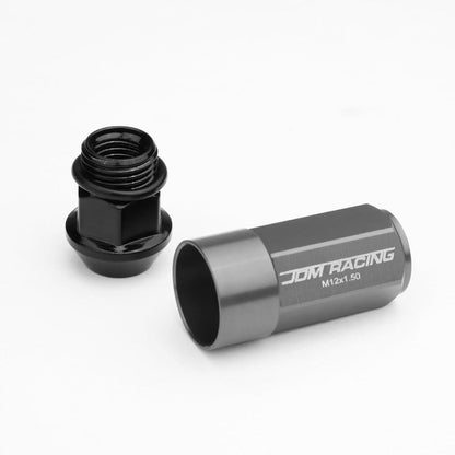 M12 x 1.5 Extended Aluminum Lug Nuts 20pc Set Gun Metal