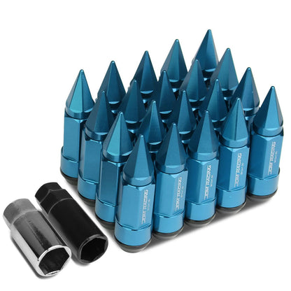 M12 x 1.5 Extended Aluminum Lug Nuts with Removable Spike - Light Blue