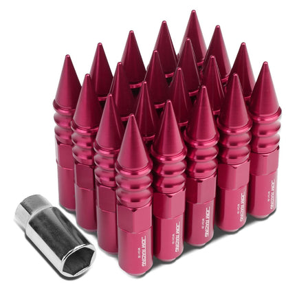 M12 x 1.5 Extended Spike Lug Nuts 20pc Set - Aluminum Pink