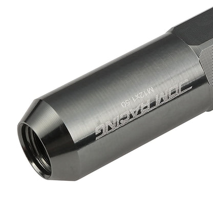 M12 x 1.5 Aluminum Lug Nuts 60mm Spike Style 20pc Set Gun Metal