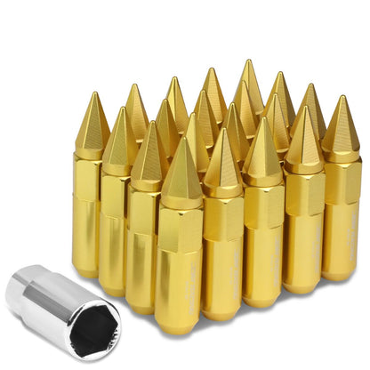 M12 x 1.5 Aluminum Lug Nuts 400 Style w/ Removable Spike 20pc Gold