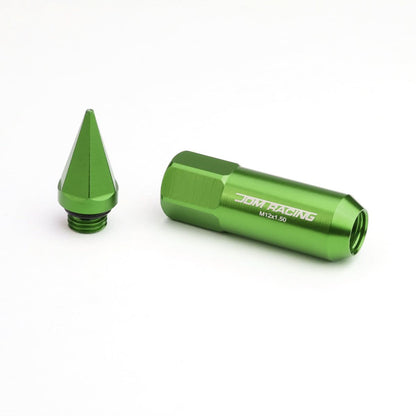 M12 x 1.5 Aluminum Lug Nuts with Removable Spike 20pc Green