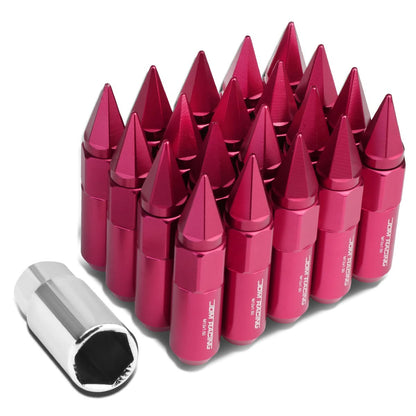 M12 x 1.5 Spike Lug Nuts 60mm/90mm 20pc Set Aluminum Pink