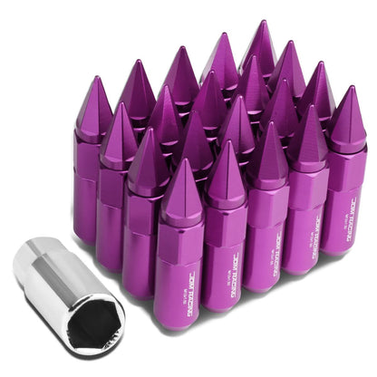 M12 x 1.5 Purple Aluminum Lug Nuts w/ Removable Spike 20pc Set