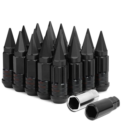 M12 x 1.5 Extended Spike Lug Nuts with Locks 16+4 Set Steel