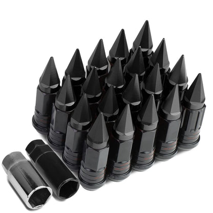 M12 x 1.5 Extended Spike Lug Nuts with Locks 16+4 Set Steel