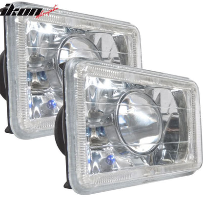 6x4 Inch Sealed Beam Chrome Housing Projector Headlight lamp Glass Len