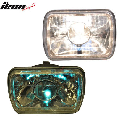 7X6 H4 White Halo Projector Headlight H6014 H6052 H6054 Clear Housing