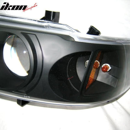 1990-1993 Honda Accord 1Pc Projector Headlights Black Blue Housing