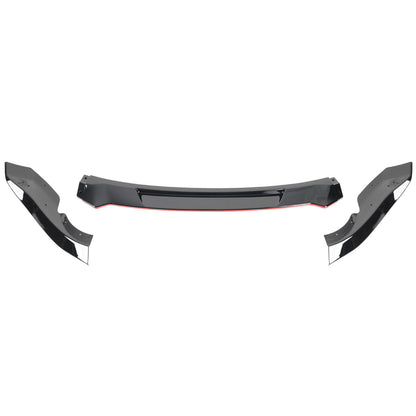 2009-2012 Nissan 370Z Glossy Black/Red Trim 3PC Front Bumper Lip Splitter Kit