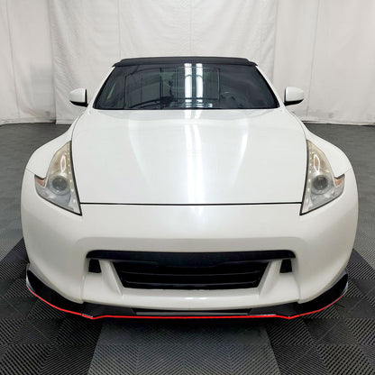 2009-2012 Nissan 370Z Glossy Black/Red Trim 3PC Front Bumper Lip Splitter Kit
