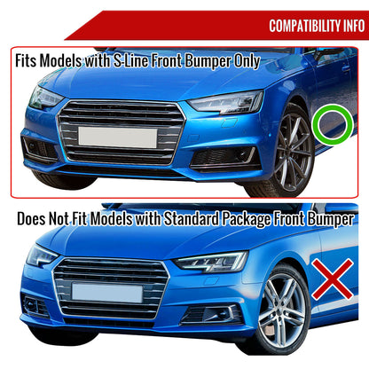2017-2018 Audi A4/S4 Glossy Black 3PC Front Bumper Lip Splitter Kit