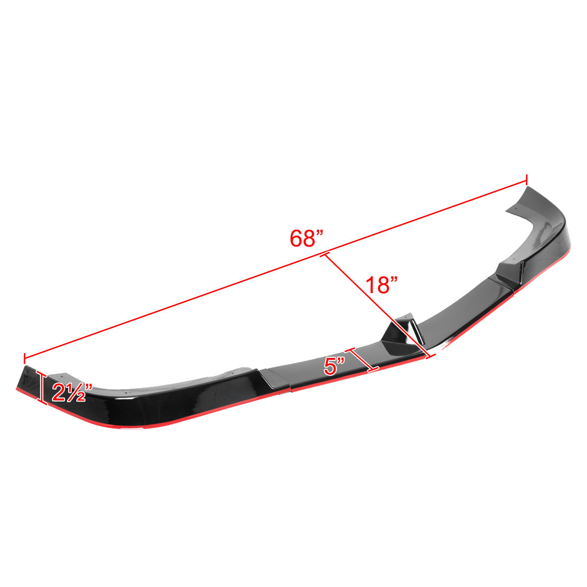 2012-2014 Mercedes Benz W204  C ClassGlossy Black/Red Trim 3PC Front Bumper Lip Splitter Kit