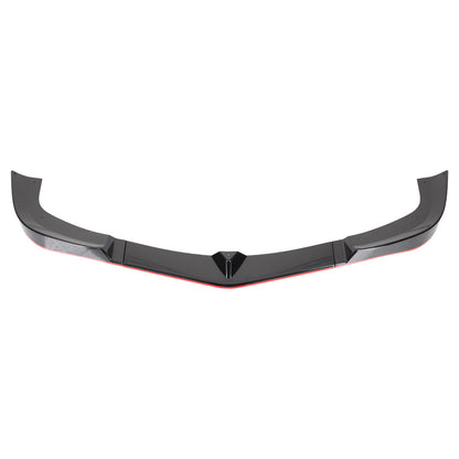 2012-2014 Mercedes Benz W204  C ClassGlossy Black/Red Trim 3PC Front Bumper Lip Splitter Kit