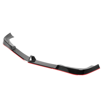2012-2014 Mercedes Benz W204  C ClassGlossy Black/Red Trim 3PC Front Bumper Lip Splitter Kit