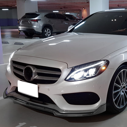 2015-2018 Mercedes Benz W205 C Class Glossy Black Polypropylene 3PC Bumper Lip