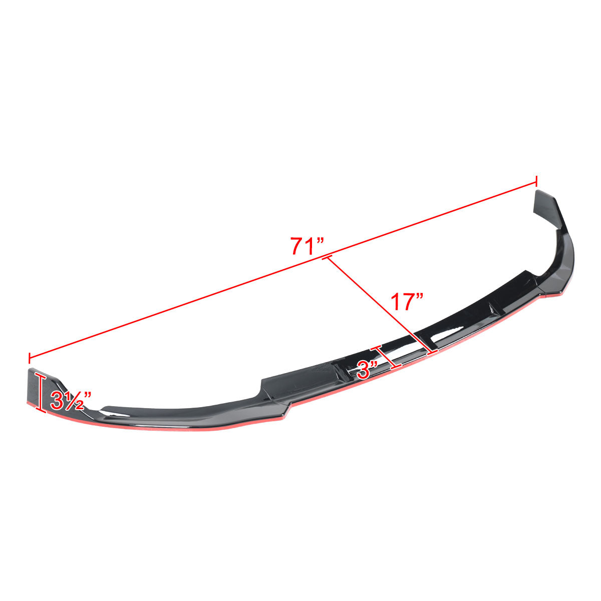 2019-2021 Mercedes Benz W205 C Class Glossy Black/Red Trim 3PC Front Bumper Lip Splitter Kit
