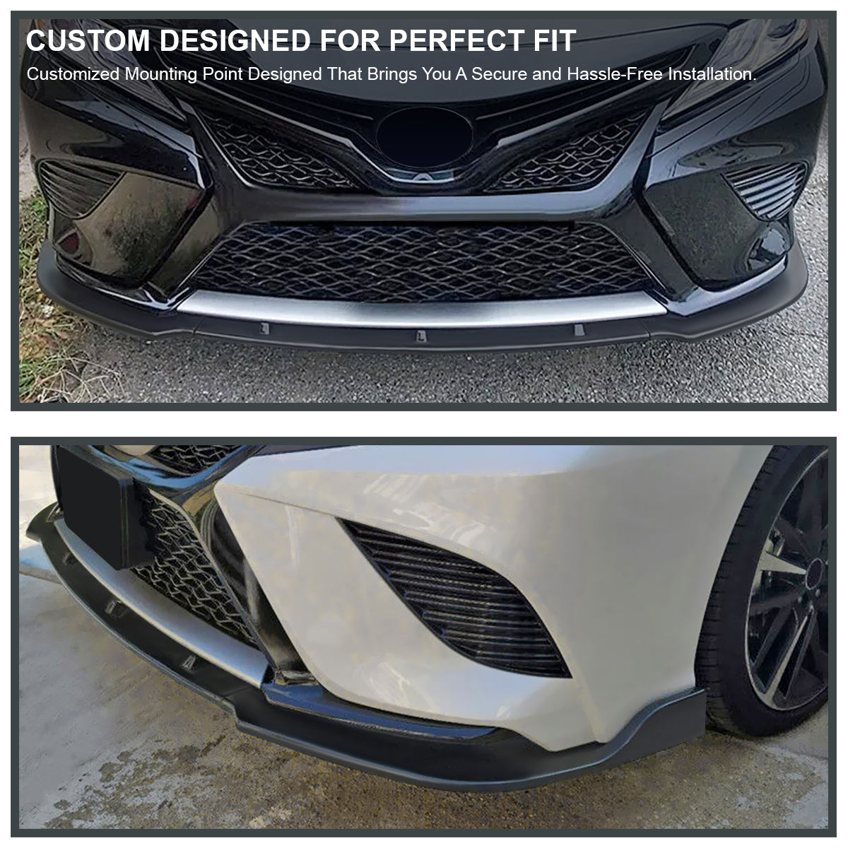 2018-2020 Toyota Camry SE/XSE/LE/XLE Matte Black ABS 3PC Bumper Lip