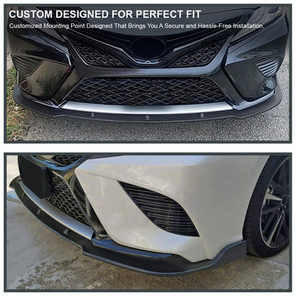 2018-2020 Toyota Camry SE/XSE/LE/XLE Matte Black ABS 3PC Bumper Lip