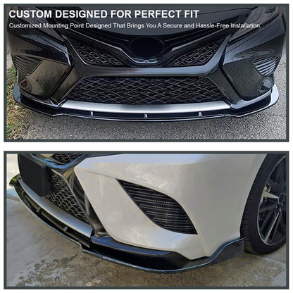2018-2020 Toyota Camry SE/XSE/LE/XLE Glossy Black 3PC Bumper Lip