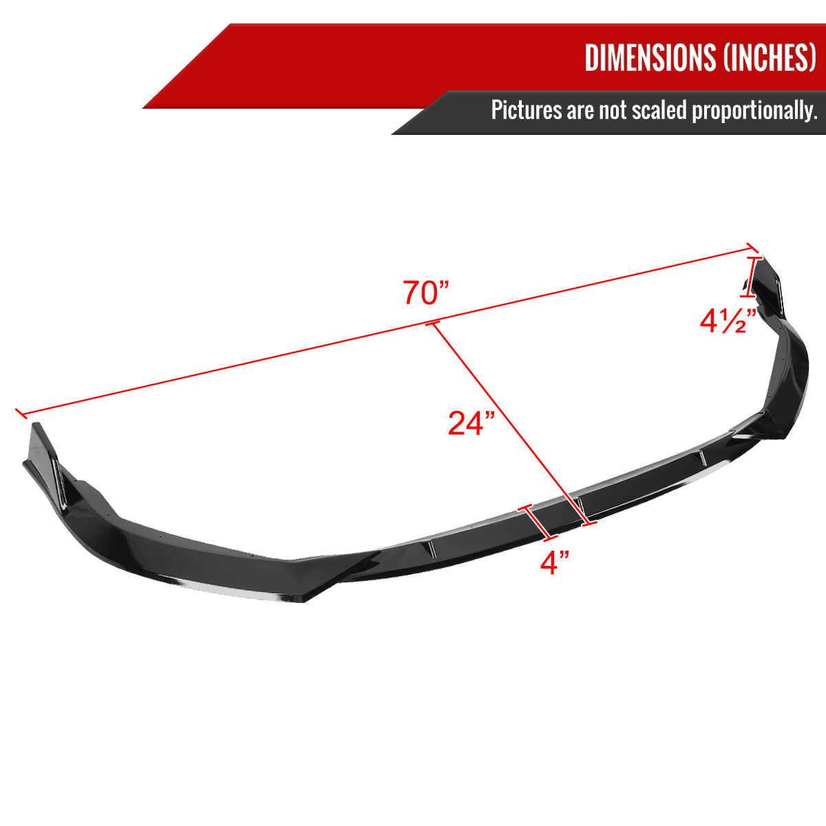 2019-2020 Toyota Corolla Sedan Glossy Black Polypropylen 3PC Bumper Lip