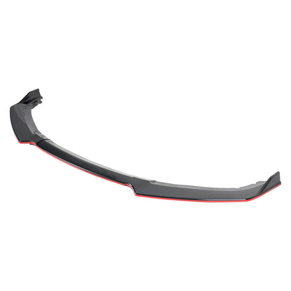 2016-2018 Honda Civic Sedan Glossy Black/Red Trim 3PC Front Bumper Lip Splitter Kit