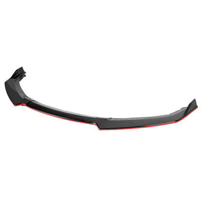2016-2018 Honda Civic Sedan Glossy Black/Red Trim 3PC Front Bumper Lip Splitter Kit
