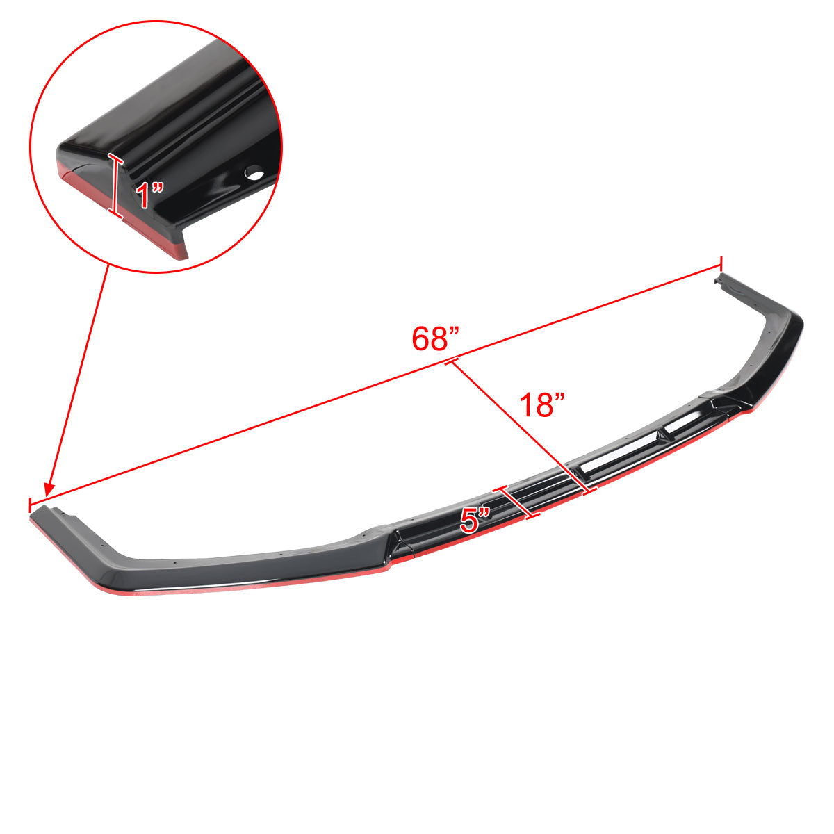 2017-2021 Honda Civic Si Glossy Black/Red Trim 3PC Front Bumper Lip Kit