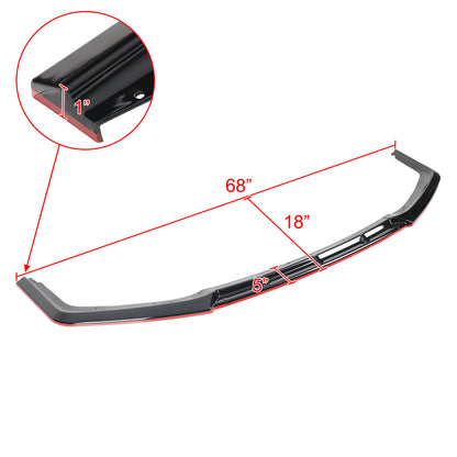2017-2021 Honda Civic Si Glossy Black/Red Trim 3PC Front Bumper Lip Kit