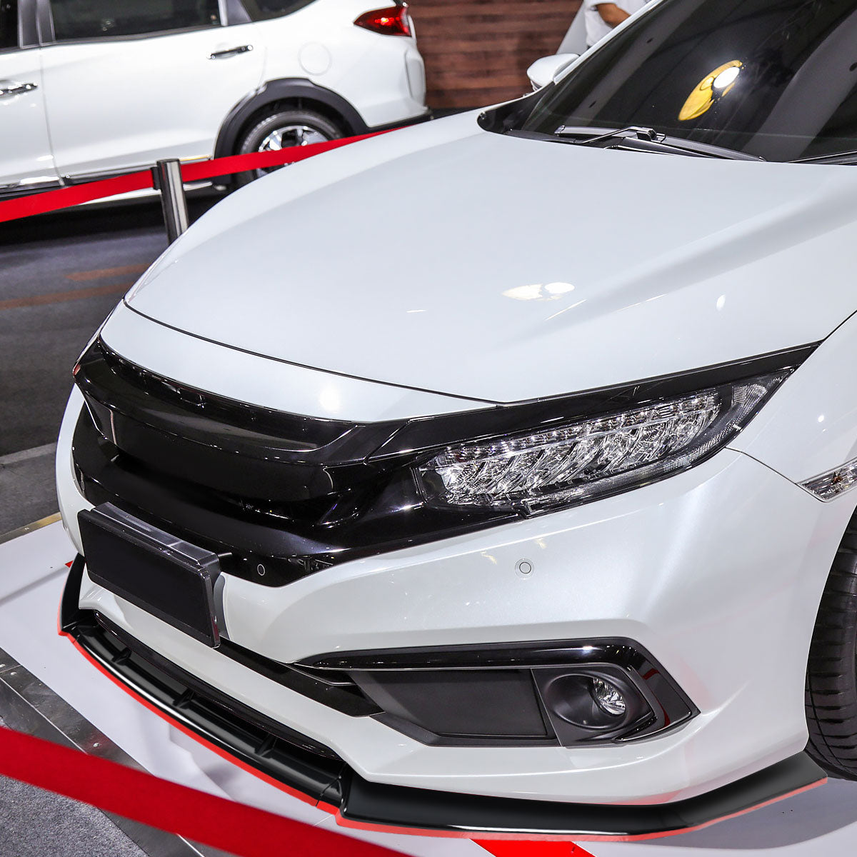 2017-2021 Honda Civic Si Glossy Black/Red Trim 3PC Front Bumper Lip Kit