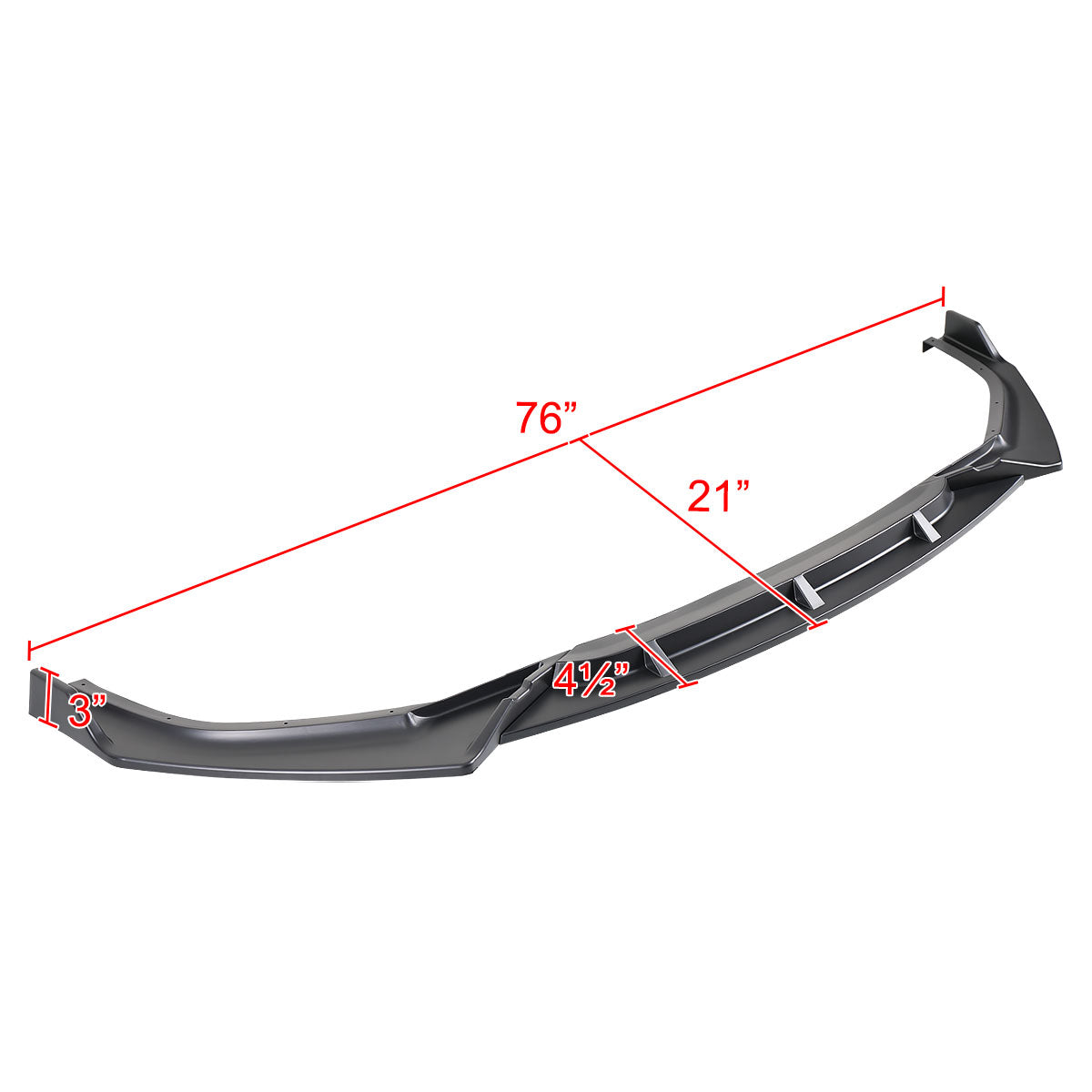 2019-2021 Honda Civic Sedan Matte Black Polypropylene 3PC Front Bumper Lip Set
