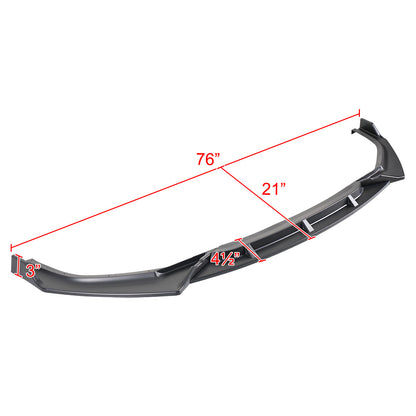 2019-2021 Honda Civic Sedan Matte Black Polypropylene 3PC Front Bumper Lip Set