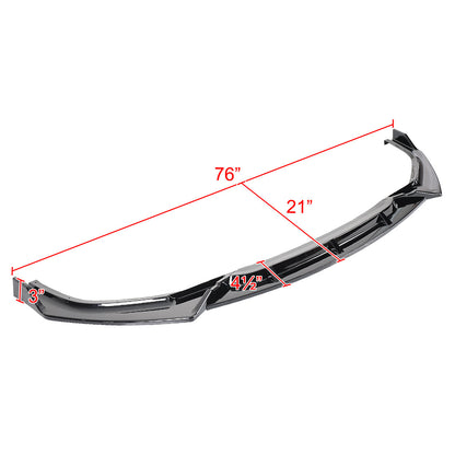 2019-2021 Honda Civic Sedan Glossy Black Polypropylene 3PC Front Bumper Lip Set